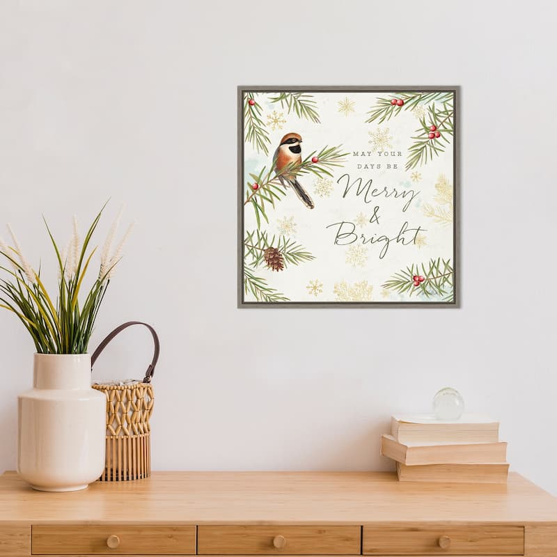 Christmas Tradition II (Bird) by Katie Pertiet Framed Canvas Art