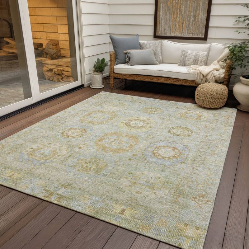 Machine Washable Indoor/ Outdoor Vintage Traditional Chantille Rug