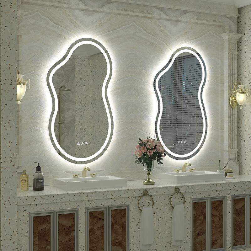 UL Certified Irregular LED Anti-fog Cloud-shaped Wall Bathroom Vanity Mirror