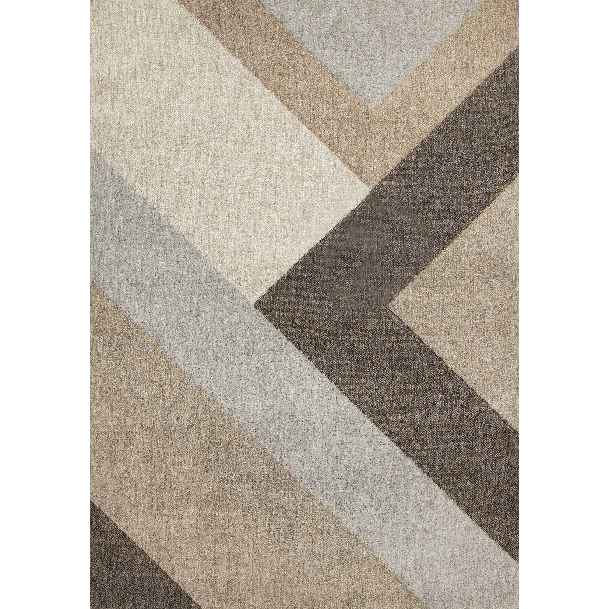 Cream Grey Beige Geometric Area Rug, 5'3" x 7'7"