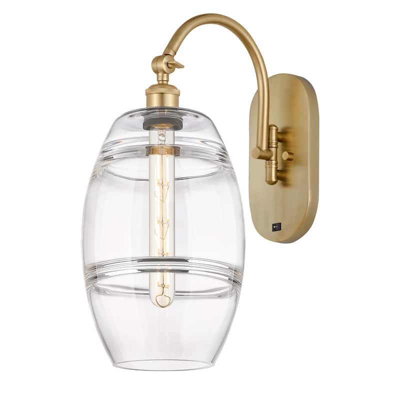 Innovations Lighting 518-1W-13-8 Vaz Sconce Vaz 13" Tall Wall Sconce - Satin Gold / Clear