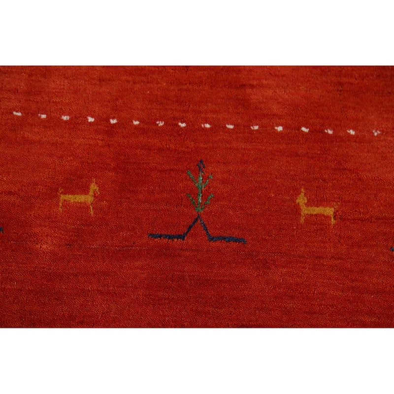 Orange Tribal Gabbeh Oriental Area Rug Hand-Knotted Wool Carpet - 6'10"x 9'10"