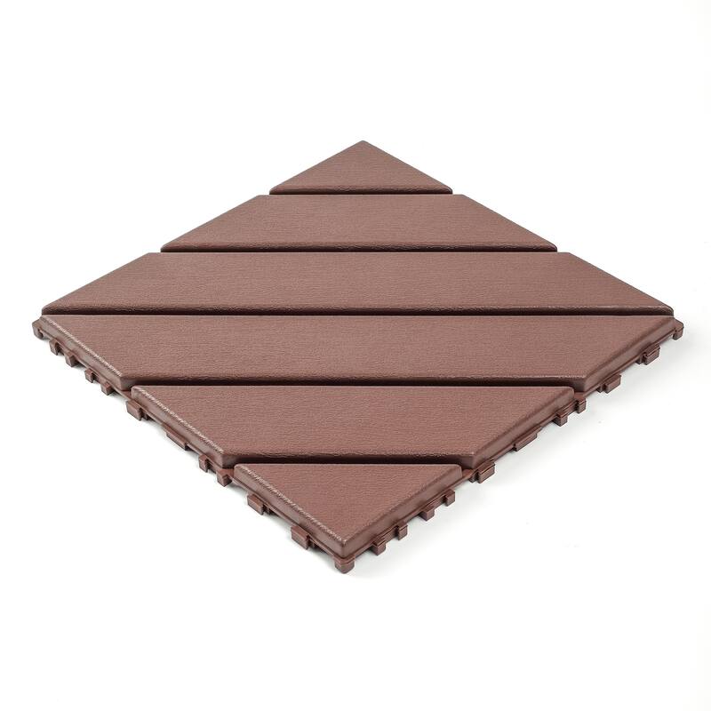 Plastic interlocking decking tiles, 44 packs of terrace decking tiles, 12 inches x 12 inches waterproof - Brown