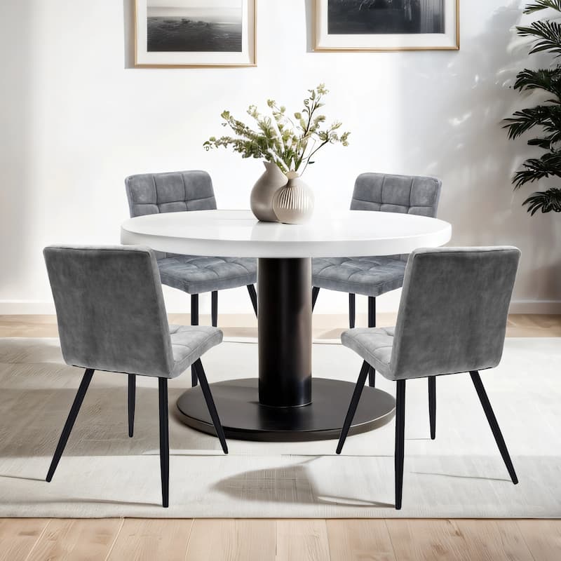 Modern 17” Wide Tufts Upholstered Dining Side Chairs with Metal Legs - 22.25L×18.71W×32.09H
