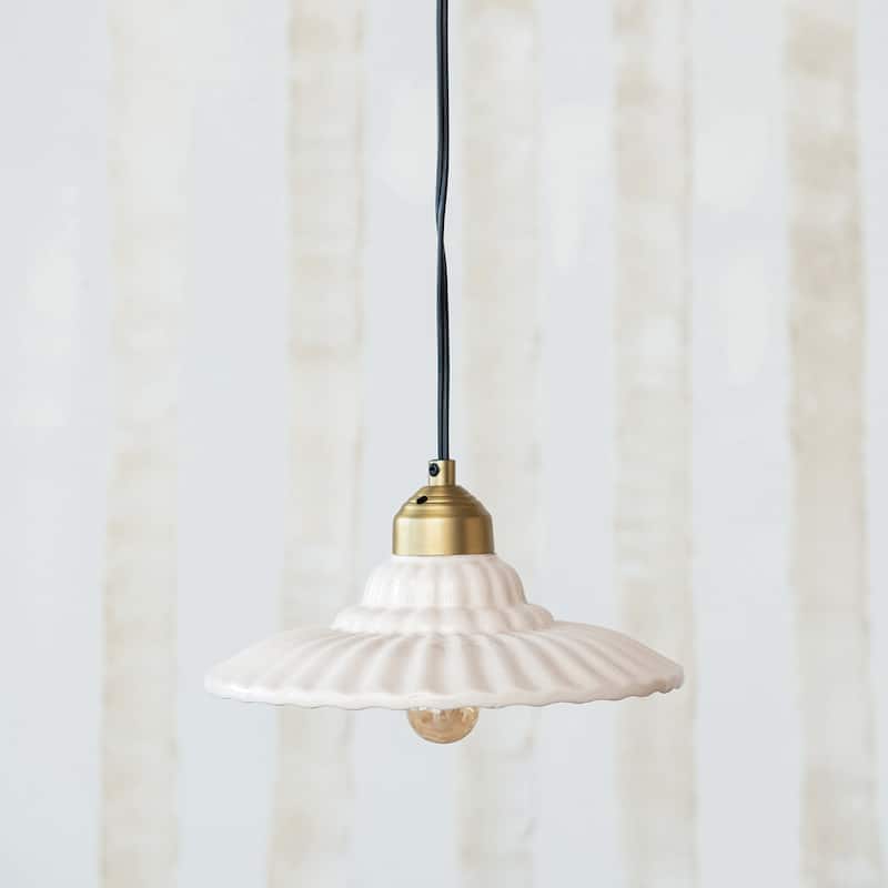 Stoneware Pleated Pendant Lamp,