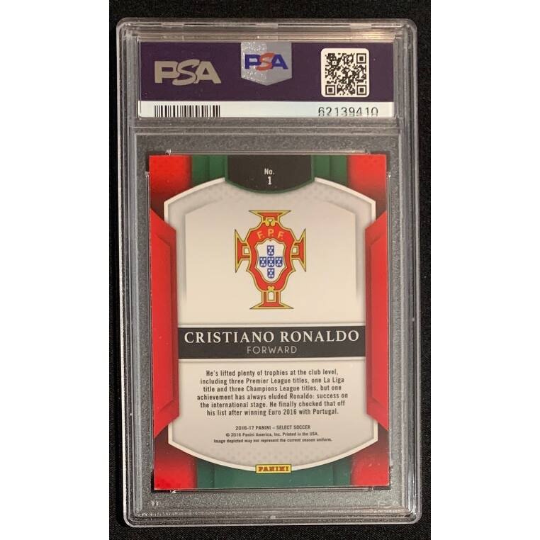 Cristiano Ronaldo 2016 Panini Select Soccer Card #1 Graded PSA 9 - 8'6" x 11'6"
