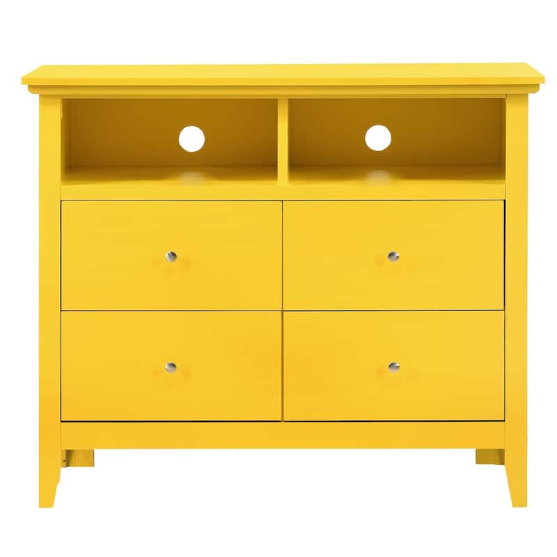 4-Drawer Wooden TV Media Chest - 42" - Yellow