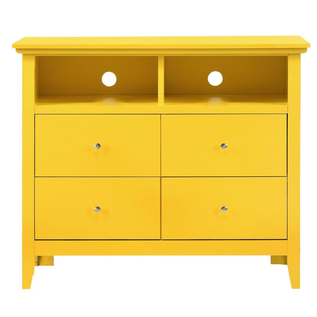 4-Drawer Wooden TV Media Chest - 42" - Yellow