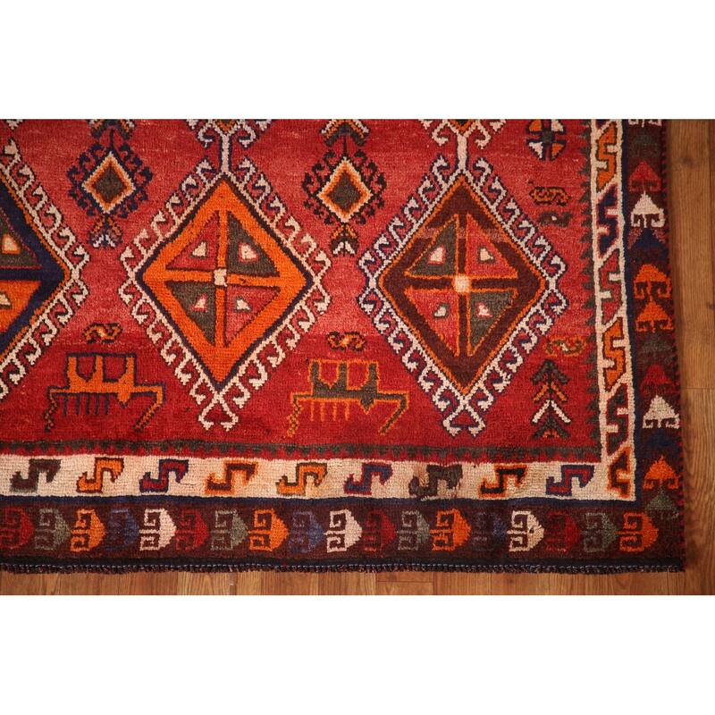 Vegetable Dye Tribal Qashqai Persian Vintage Rug Handmade Wool Carpet - 4'7"x 8'6"