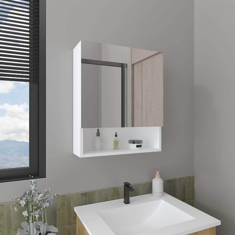 Medicine Cabinet, 2 Doors, 3 Shelves, 1 Mirror - White