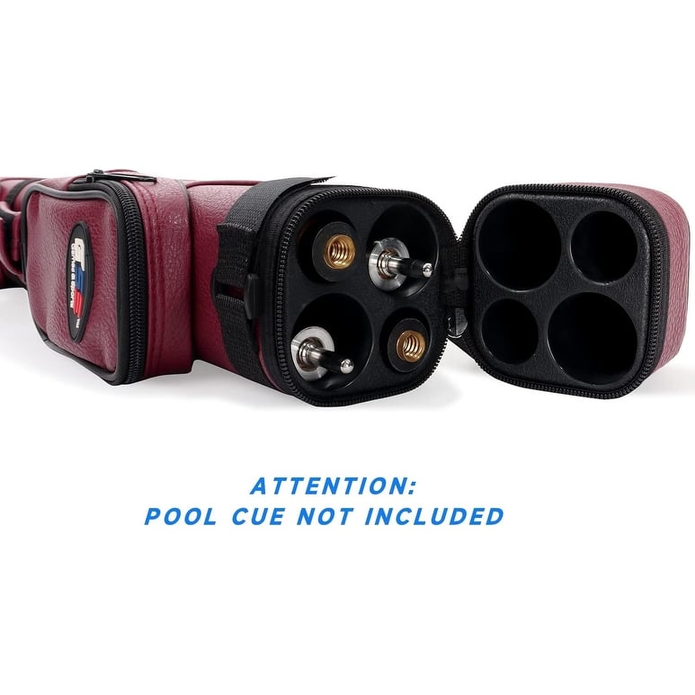 GSE™ 2x2 Square Hard Billiard Pool Cue Stick Carrying Case, Billiard Cue Case Holds 2 Butts/2 Shafts (5 Colors)