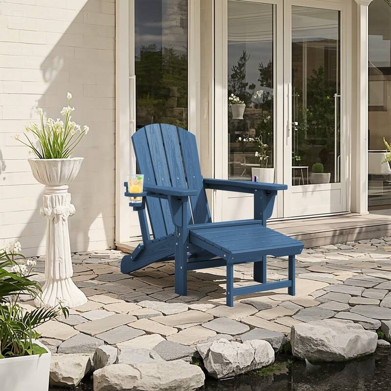 Folding Outdoor Chair with 3-Position Reclining Backrest & Telescoping Footrest