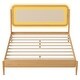 preview thumbnail 7 of 18, Queen Size Platform Bed with LED Headboard and Rattan Accent, Natural Wood