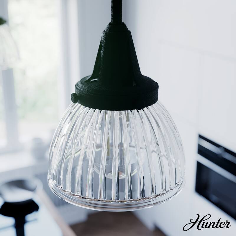 Hunter 7" Cypress Grove 1 Light Mini Pendant - Island, Dining, Entry, Hall - Industrial, Contemporary, Transitional - Natural Iron