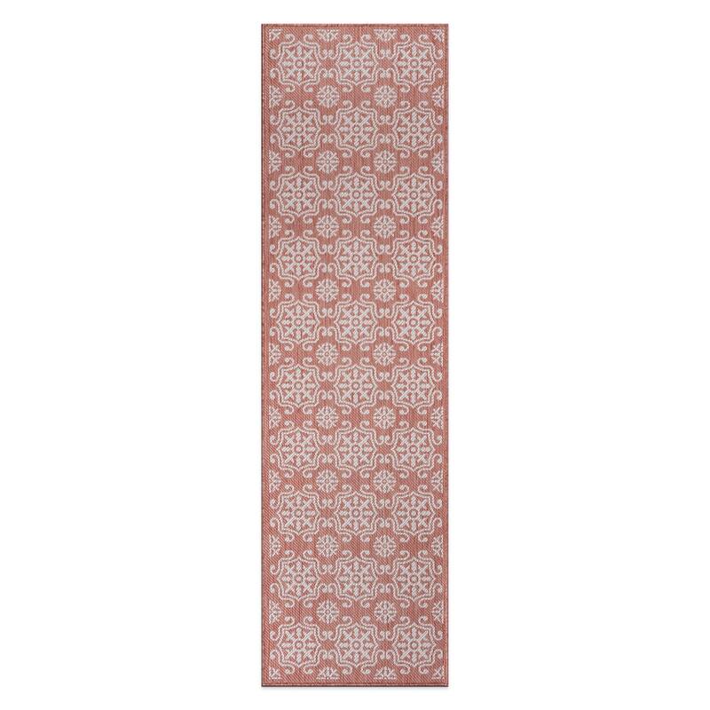 World Rug Gallery Transitional Geometric Textured Flat Weave Indoor/Outdoor Area Rug