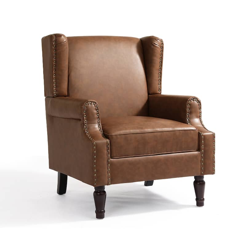 Upholstered Nailhead Trim Armchair Wingback Accent Chairs Set of 2