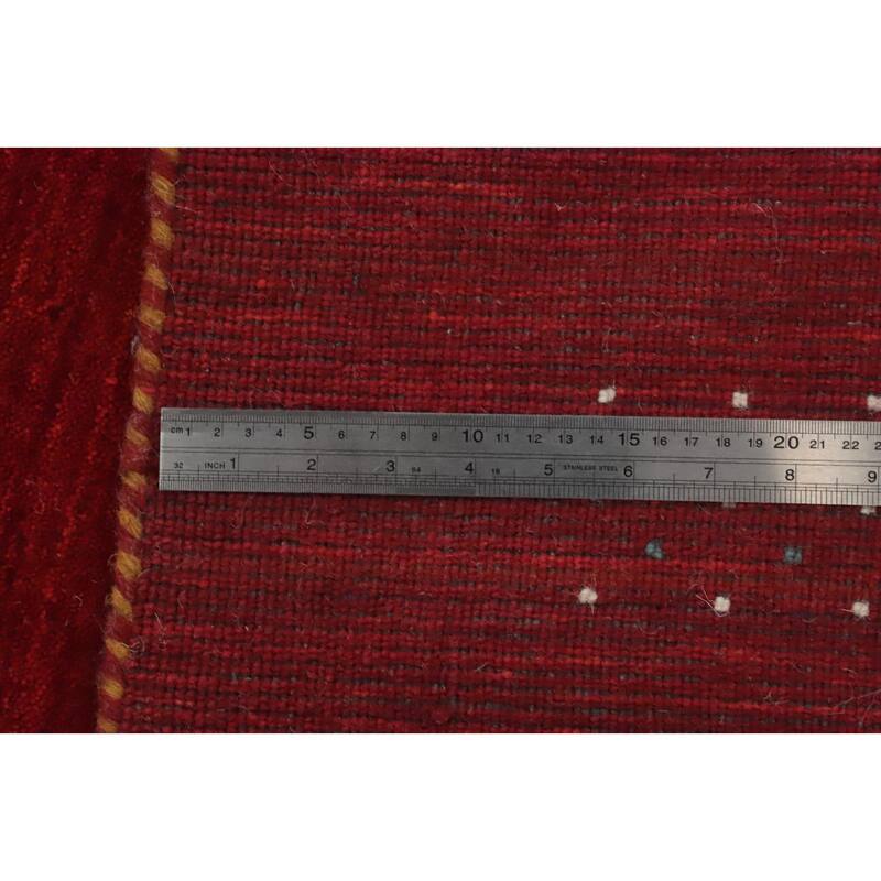 Hand Knotted Oriental 100% Wool Carpet Tribal Animal Pictorial Red Gabbeh Area Rug - 8' 1'' X 5' 5''