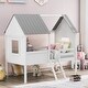 preview thumbnail 1 of 7, Gray+White Twin Playhouse Loft Bed Gray+White