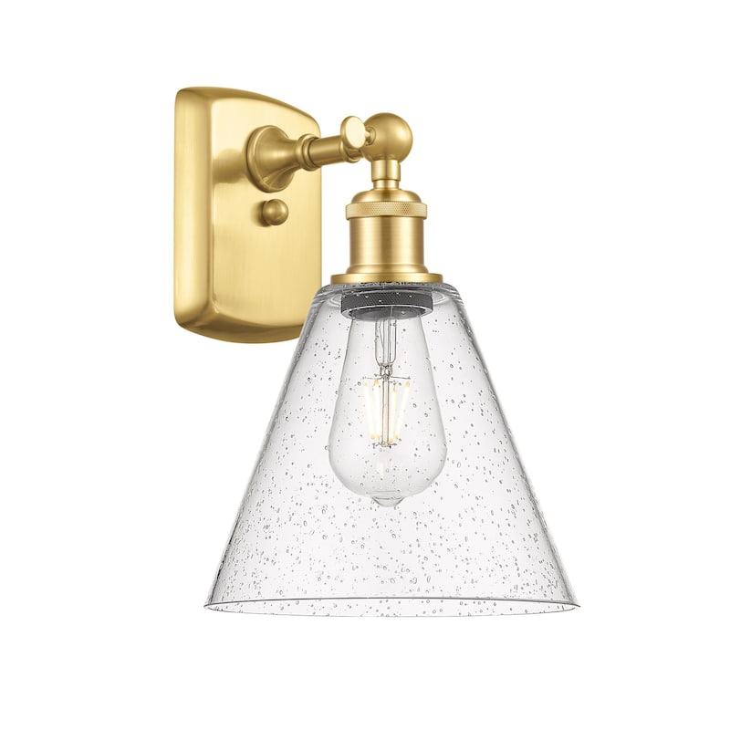 Innovations Lighting 516-1W-12-8 Berkshire Sconce Berkshire 12" Tall - Satin Gold / Seedy