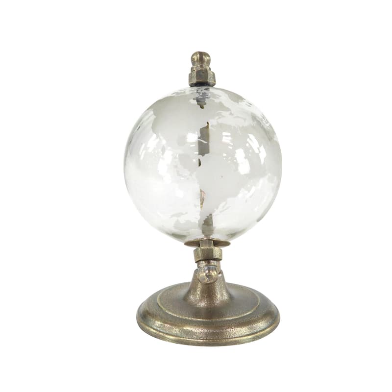 Aluminum Metal Globe with Tiered Base - Bronze - Roche River Decor