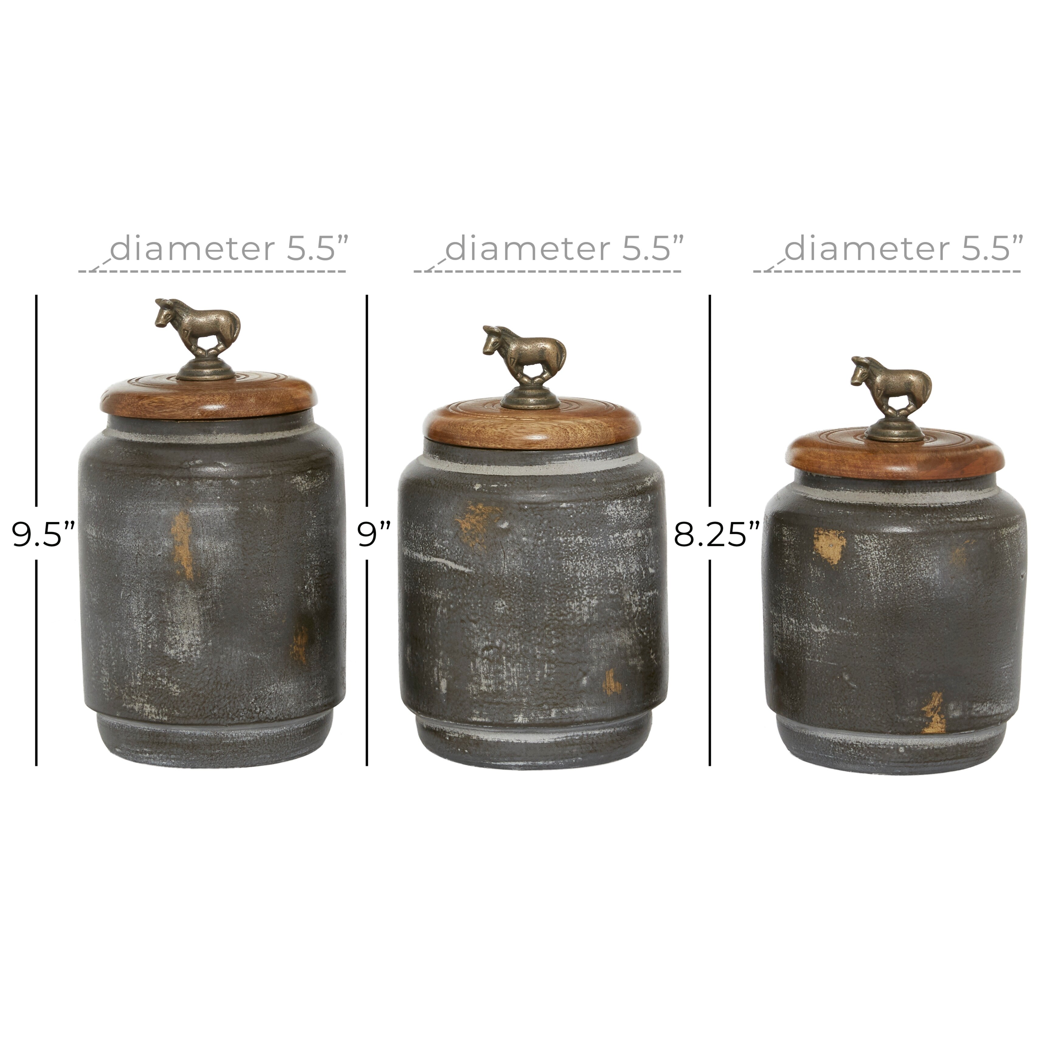 Shop 3 Pcs Canister Sets For Kitchen Counter Rustic Bohemian Storage Jars Dark Grey 5 X 5 X 9 Overstock 32157110