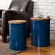 preview thumbnail 64 of 71, Glitzhome Industrial Farmhouse Round Storage Side Tables (Set of 2) Navy Blue