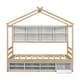 preview thumbnail 30 of 57, Wooden House-shaped Twin House Bed with Bedside Built-in Storage Shelves,Under Bed Storage,Kids and Baby