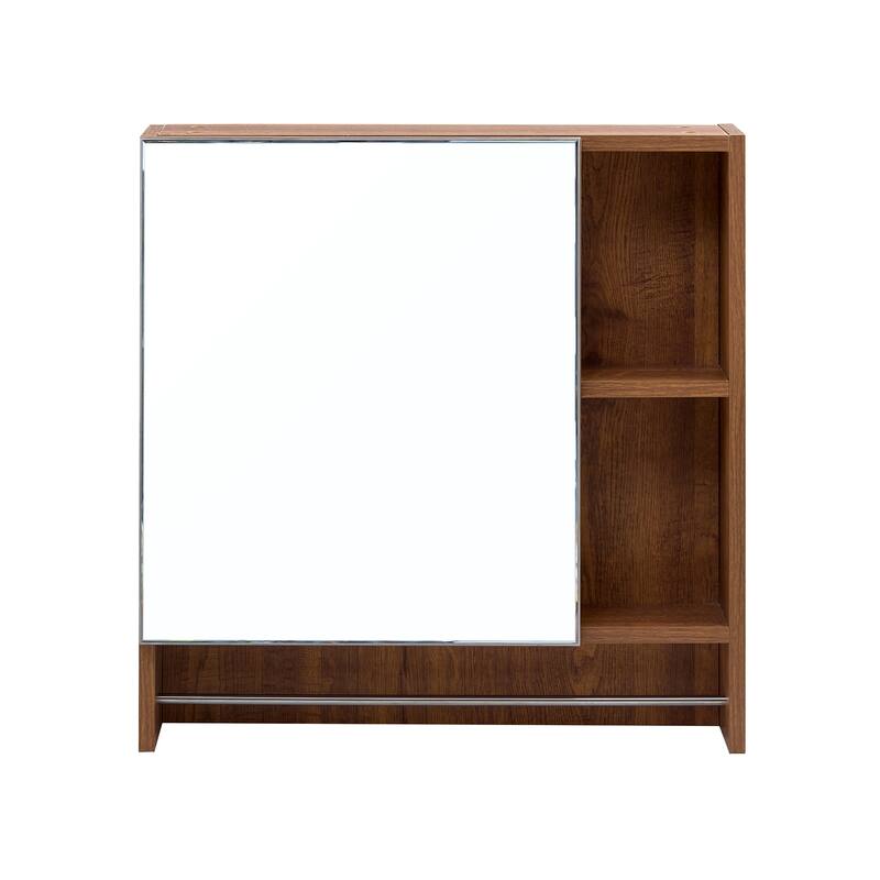 Wall-Mounted Bathroom Mirror Cabinet with Shelves, Towel Rack, and Storage Compartments，Over the Toilet Medicine Cabinet