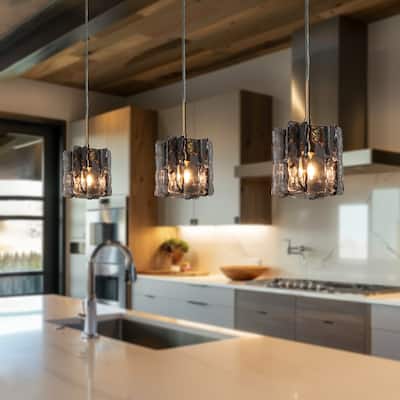 Kasy Modern 1-Light Textured Glass Pendant Art Deco Kitchen Island Light