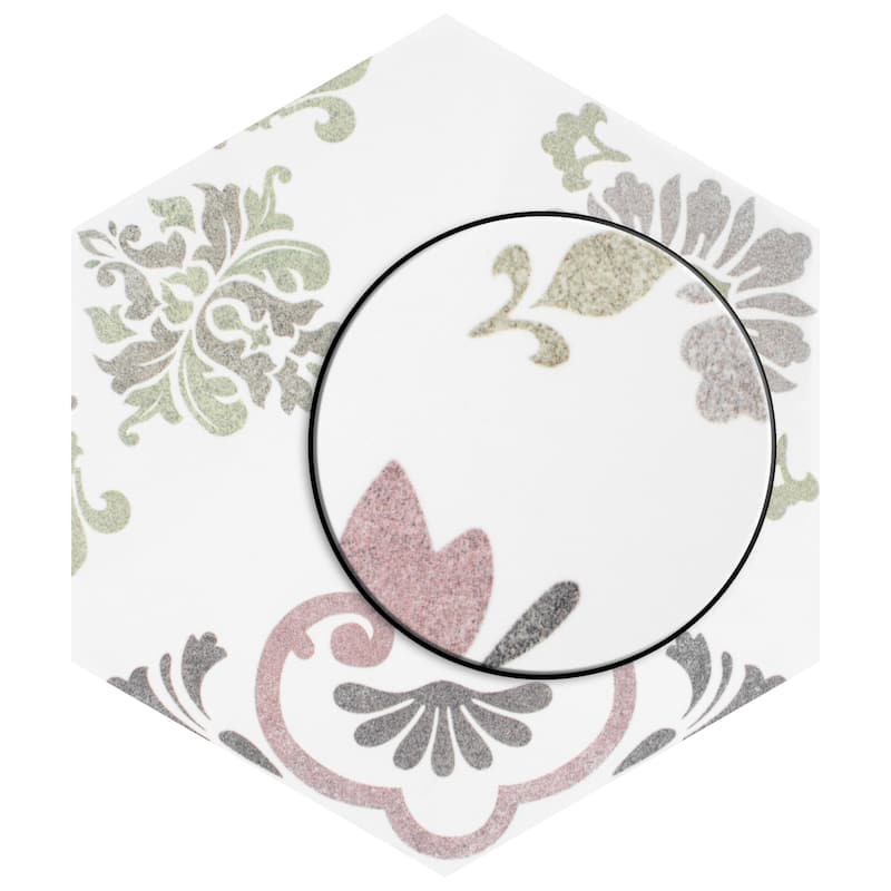 Merola Tile Fantasy Hex Pink 8-5/8" x 9-7/8" Porcelain Floor and Wall Tile