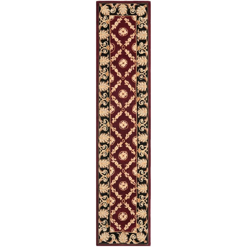 SAFAVIEH Handmade Naples Kuralay Traditional Oriental Wool Rug - 2'3" x 10' Runner - Burgundy/Black