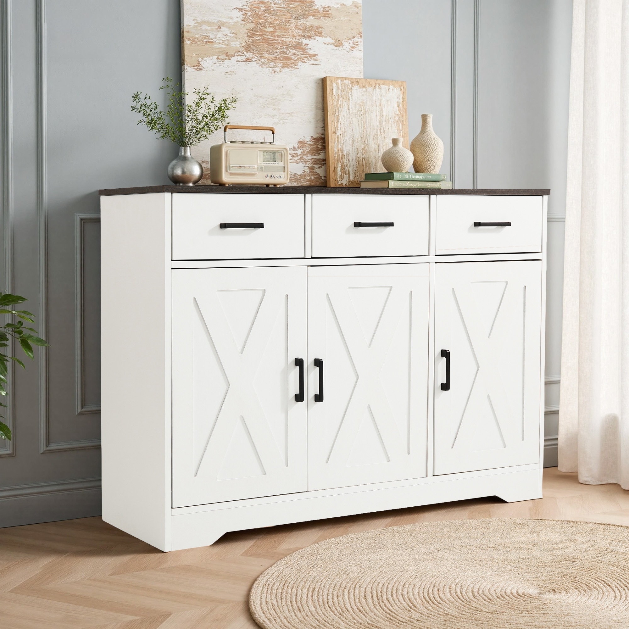 42.6" Wide TV Stand Console with 3 Storage Drawer