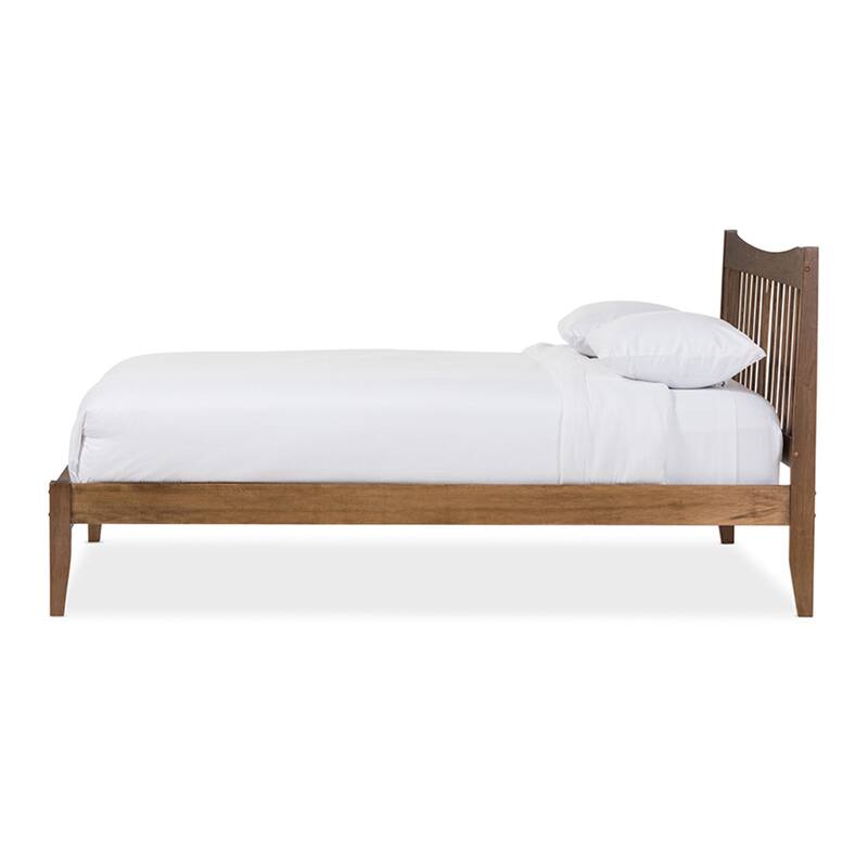 King Size Platform Bed Wood Slat Headboard Modern Design Bedroom Furniture