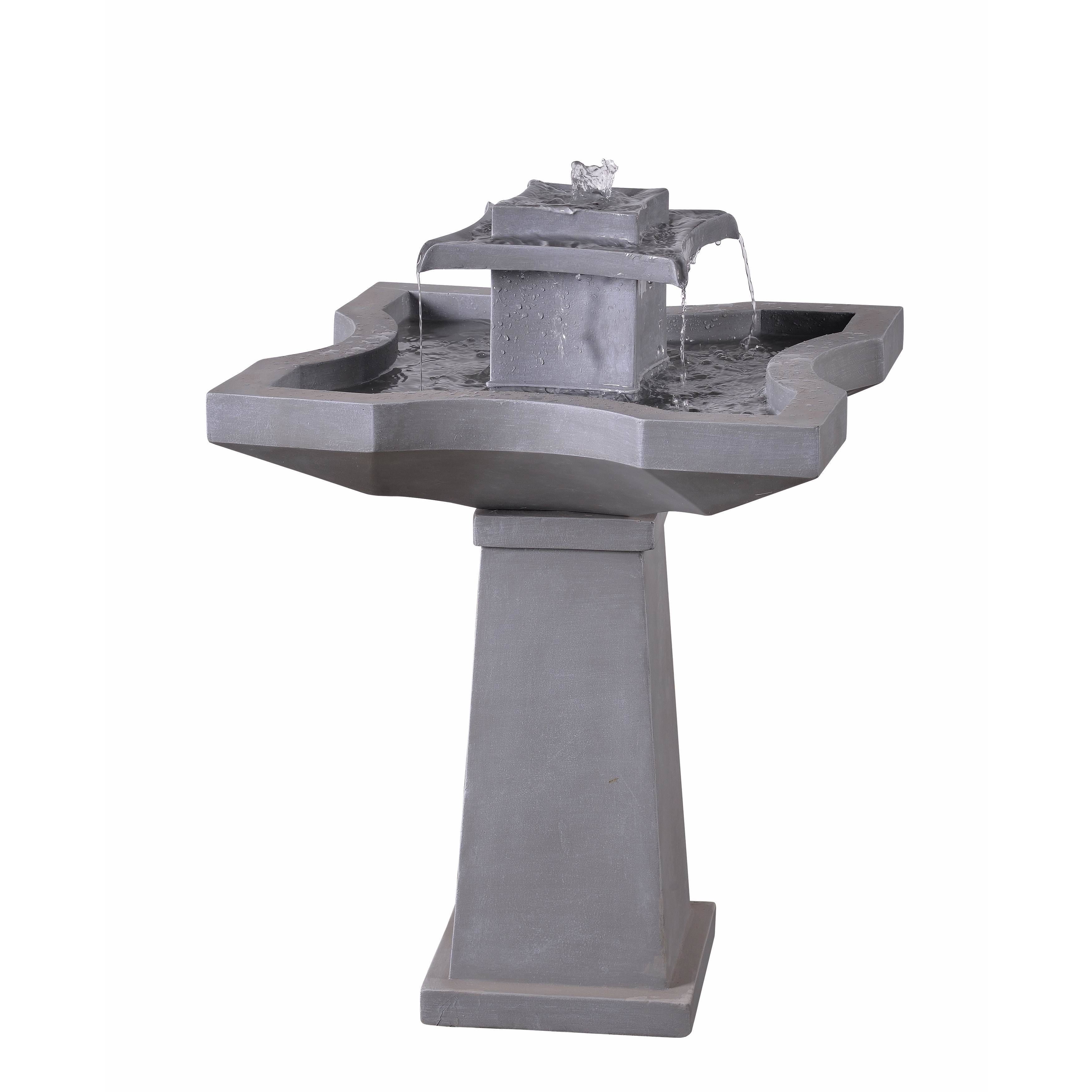 Shop Lutz 32 2 Tier Outdoor Floor Fountain Concrete 22 X 22 X 32 H 22 X 32 Overstock 20740684