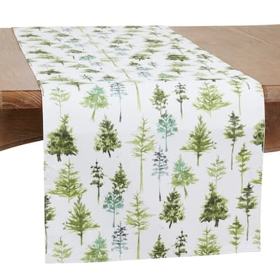 Table Runner With Forest Trees Design