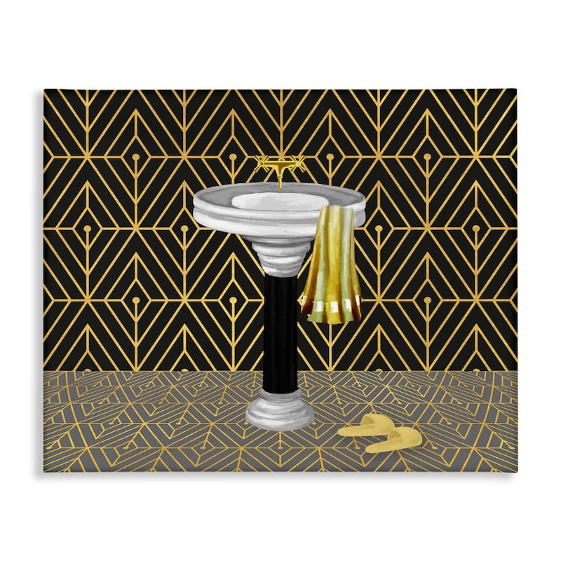 Stupell Deco Style Glam Bathroom Canvas Wall Art Design By Conrad Knutsen - 30 x 24