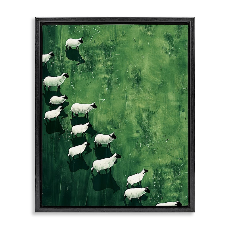 Stupell Wandering Sheep Abstraction Framed Floater Canvas Wall Art Design By Arlington Prints - 25 x 31 - Black