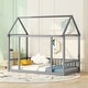 preview thumbnail 27 of 37, Twin Size Pine Wood Floor Bed with House Roof Frame and Safety Guardrails Twin - Gray