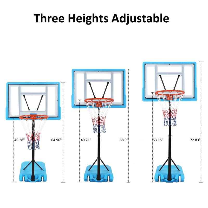 Height Adjustable Poolside Basketball Stand Hoop, for Kids Youth Adult, Blue