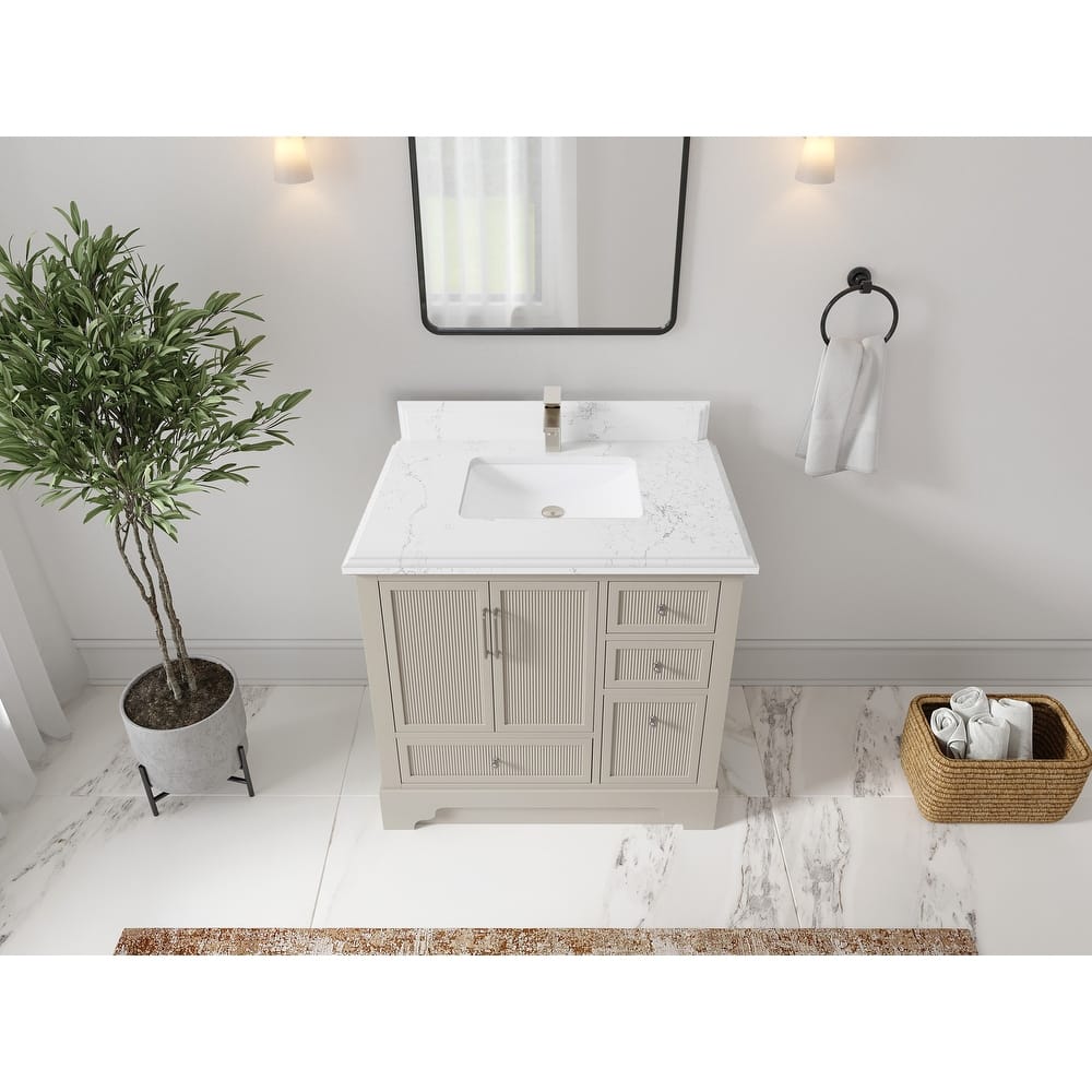 Willow Collections 36 in. W x 22 in. D Alys Center Sink Left Bathroom Vanity with Countertop
