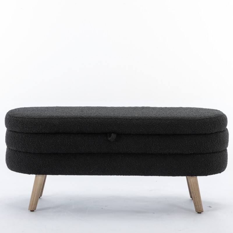 44.88" Seat Widths Soft Boucle Storage Ottoman Footrest Stool