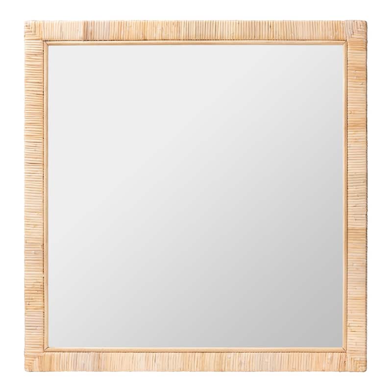 Lankston Bohemian Natural Rattan Accent Wall Mirror - Square