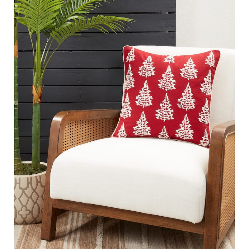 Playful Pines Christmas Trees Throw Pillow