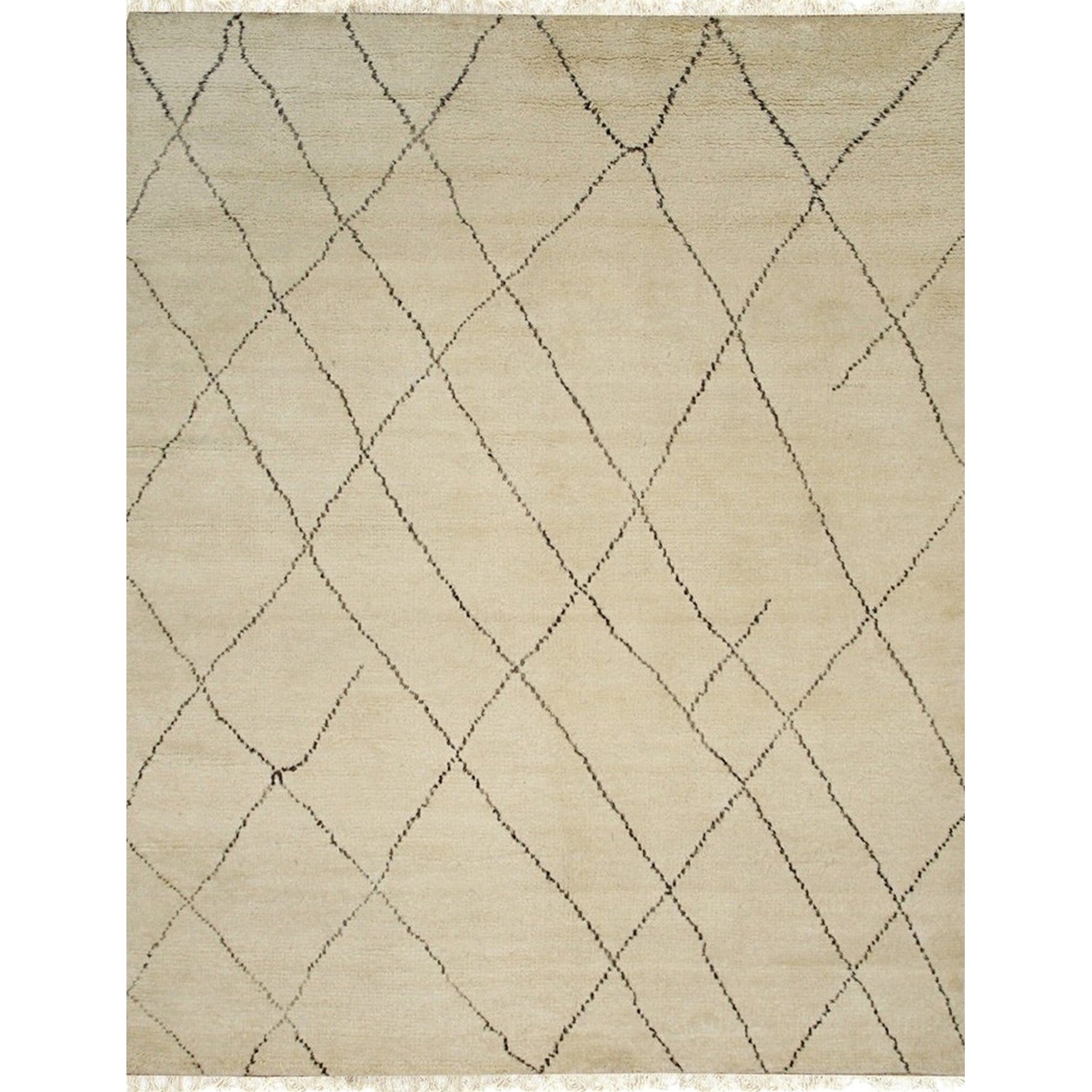 Home Decor EORC Hand-Knotted Wool Modern Moroccan Rug Elegant Beige Area Rug for Living Room, Bedroom, Office, & Home Décor St
