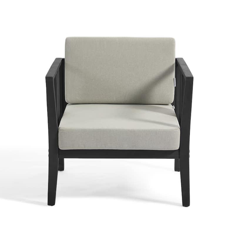 Casual 29"W Outdoor Patio Armchair Set In Solid Teak Wood with Cushion