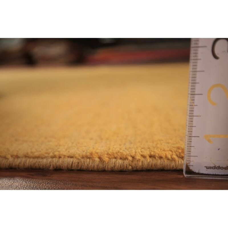 Modern Yellow Gabbeh Oriental Area Rug Hand-Knotted Wool Carpet - 5'6" x 7'8"