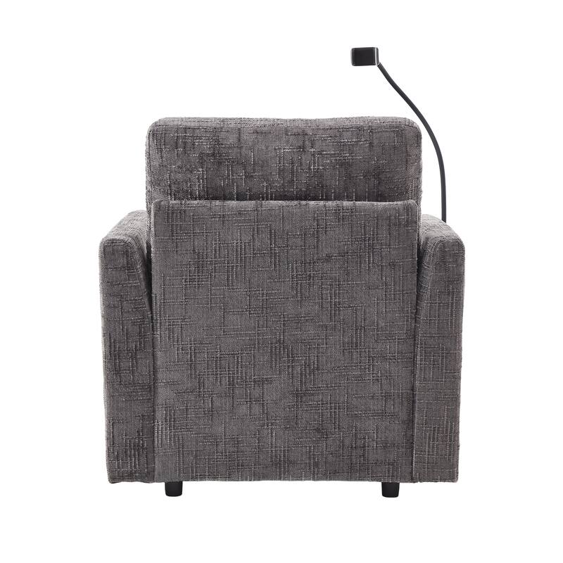 Multifunctional Lazy Person Sofa Recliner,Storage Backrest With Cell Phone Bracket Chenille Single Leisure Chair