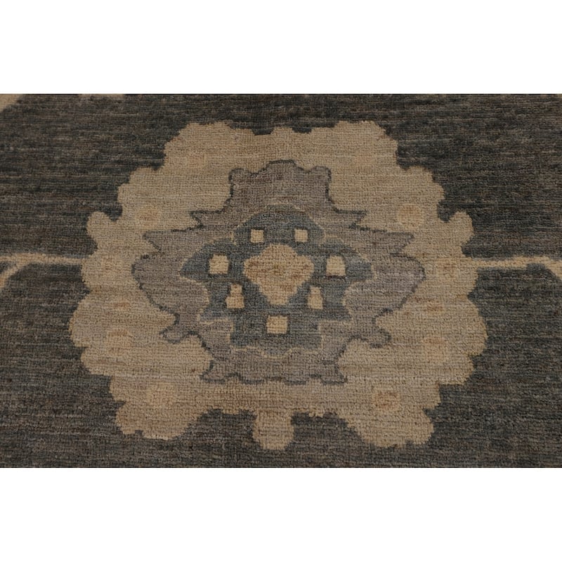 Oushak Turkish Area Rug Hand-Knotted Grey Transitional Wool Carpet - 8'10"x 11'7"
