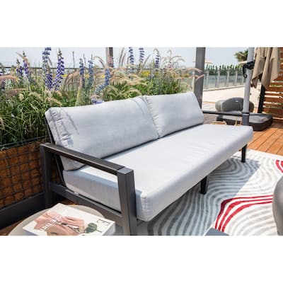 Elementi Laguna Outdoor Aluminum 3-Seat Sofa with Sunbrella® Cushions