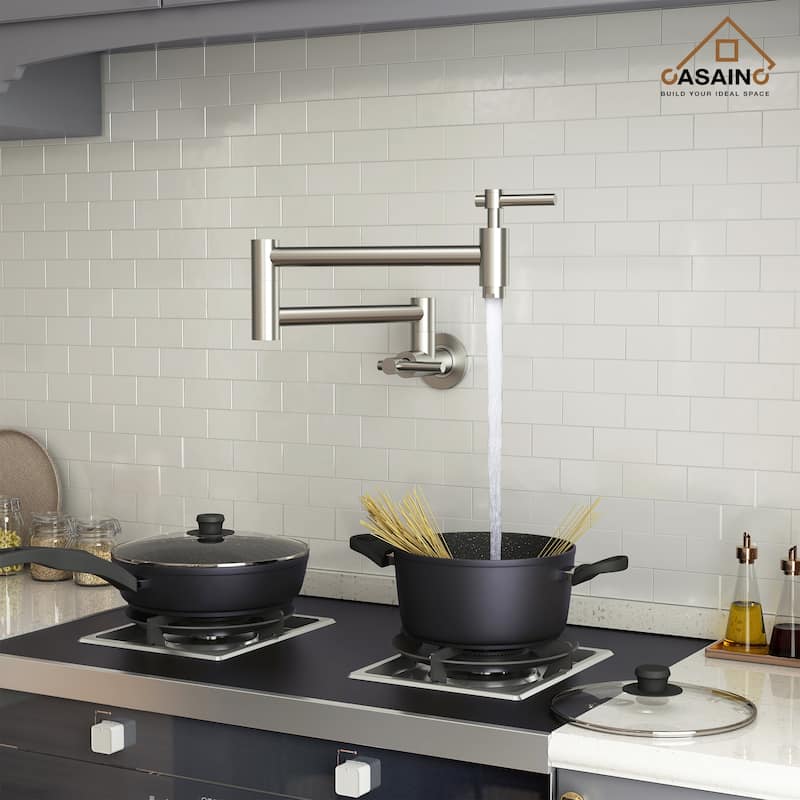 1.8 GPM Wall Mounted Pot Filler Kitchen Sink Faucet - Chrome/Clear
